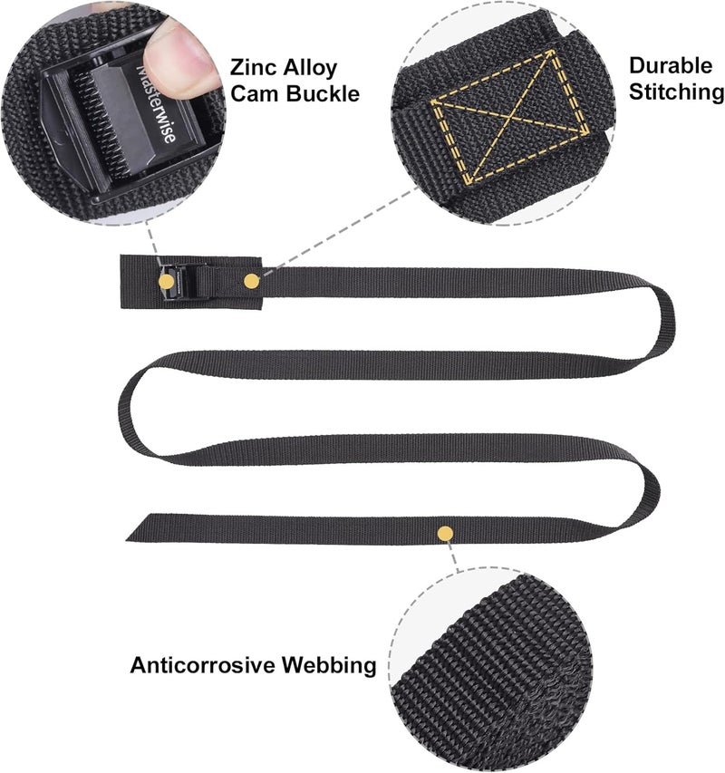 Masterwise Lashing Strap with Cam Buckles, Cinch Strap with Adjustable Buckle Tie Down Straps for Securing (12' x 1") - Image 2